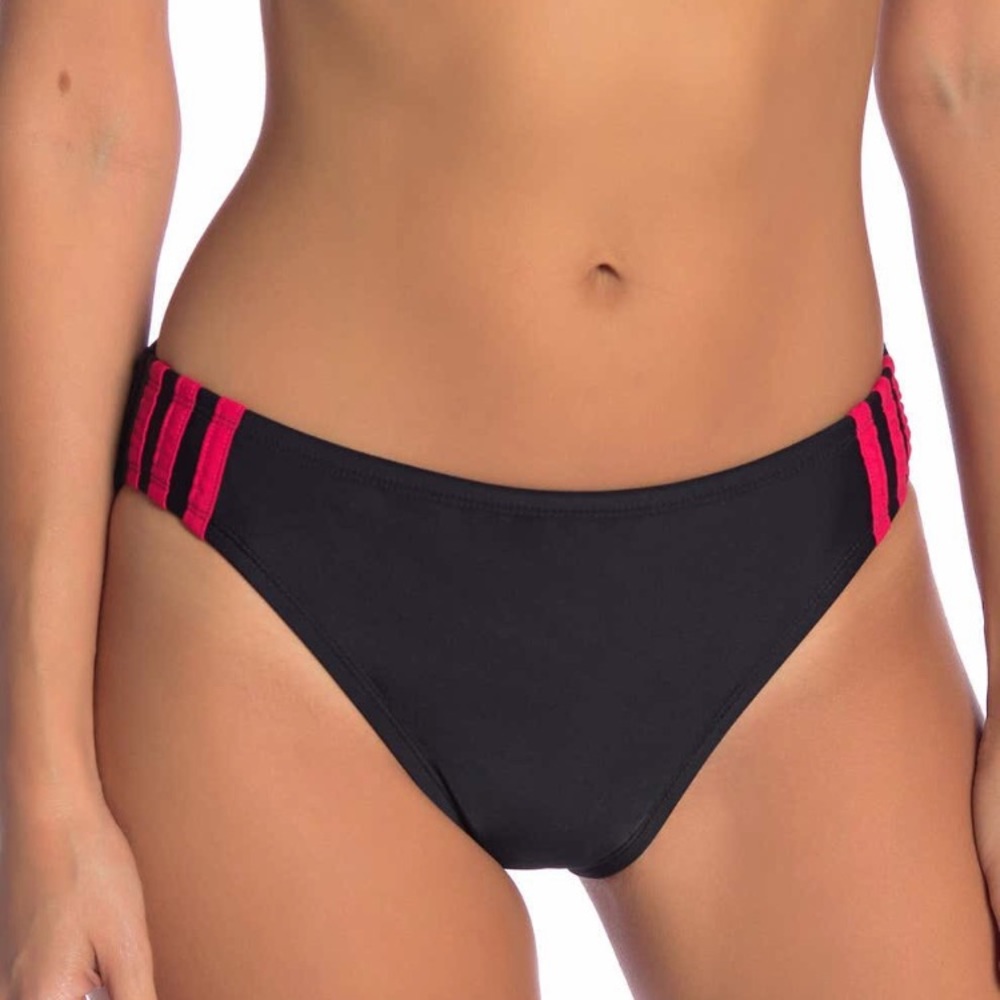Adidas Sport Hipster Bikini Bottom Black Red Striped Swimwear NWT XL